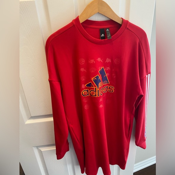 Red lunar adidas sweater dress - Picture 1 of 4